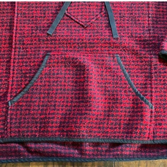 Madewell Houndstooth Brushed Wool Hoodie Sz Small Red Black - Picture 4 of 8